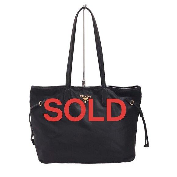 PRADA - Black Nylon Leather Tote Bag 422-071925 - Picture 1 of 9